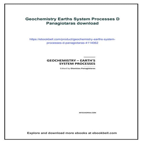 Geochemistry Earths System Processes D Panagiotaras