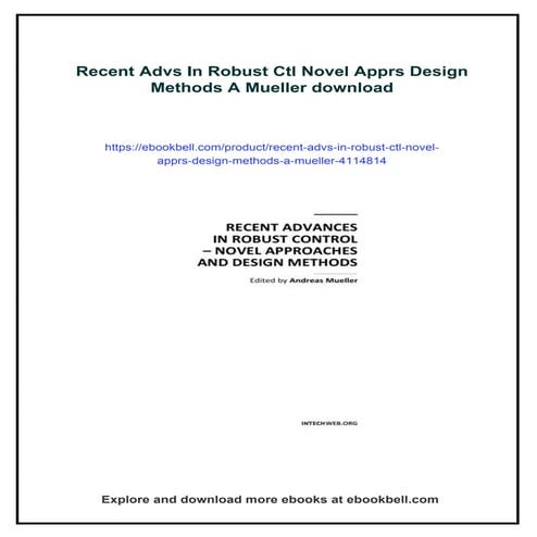 Recent Advs In Robust Ctl Novel Apprs Design Methods A Mueller