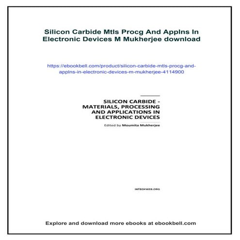 Silicon Carbide Mtls Procg And Applns In Electronic Devices M Mukherjee