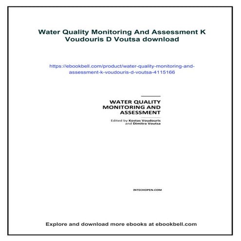 Water Quality Monitoring And Assessment K Voudouris D Voutsa