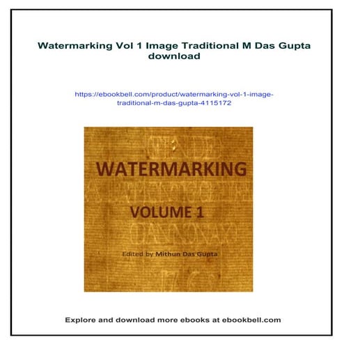 Watermarking Vol 1 Image Traditional M Das Gupta