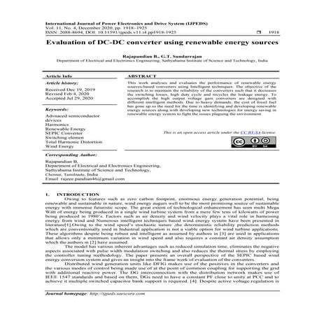 Evaluation of DC-DC converter using renewable energy sources