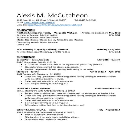 Completed resume