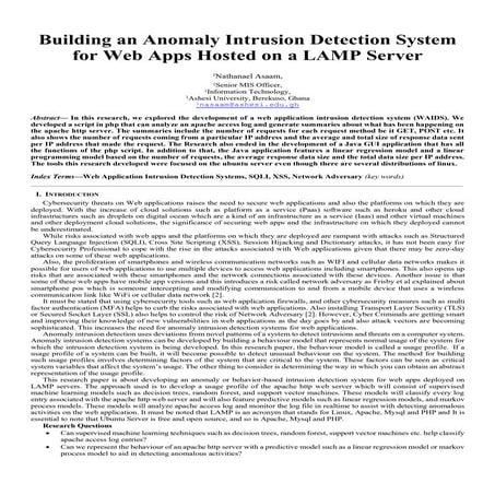 Building an Anomaly Intrusion Detection System for Web Apps Hosted on a ...