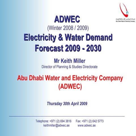 Electricity &amp; Water DemandForecast 2009 - 2030