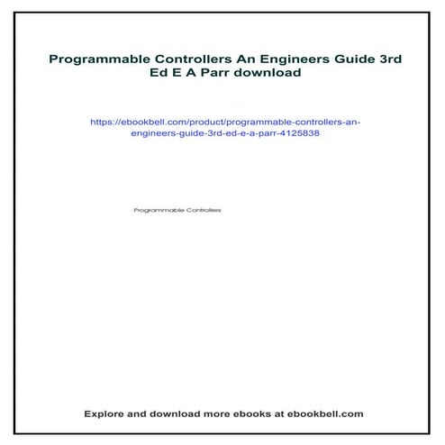 Programmable Controllers An Engineers Guide 3rd Ed E A Parr