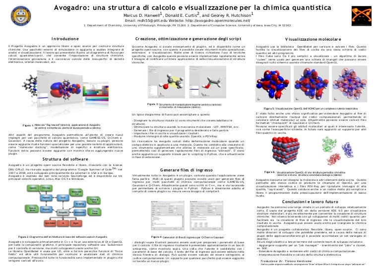 Avogadro Calcolo E Visualizzazione Per La Chimica Quantistica