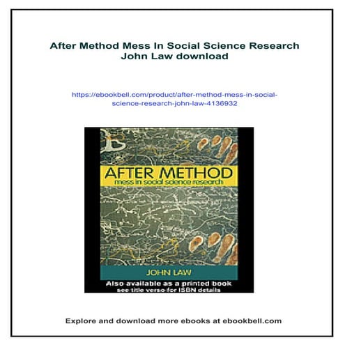After Method Mess In Social Science Research John Law | PDF