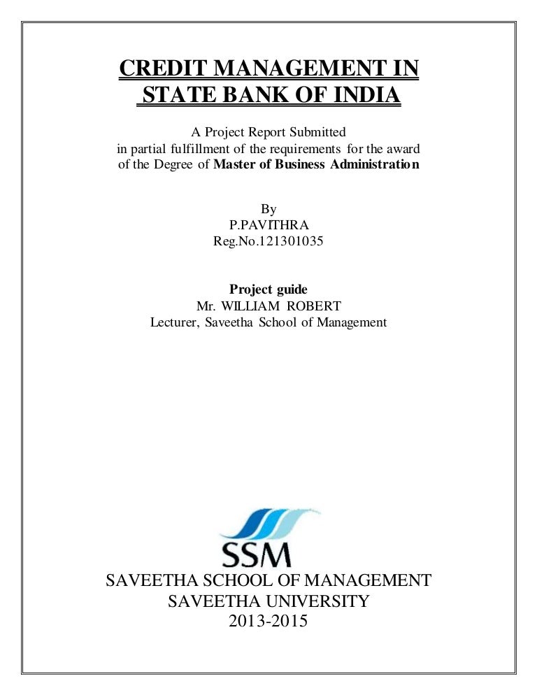 Credit Risk Management- SBI