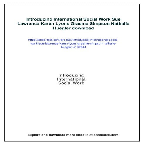 Introducing International Social Work Sue Lawrence Karen Lyons Graeme Simpson...