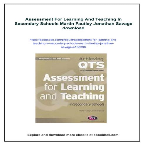 Assessment For Learning And Teaching In Secondary Schools Martin Fautley Jona...