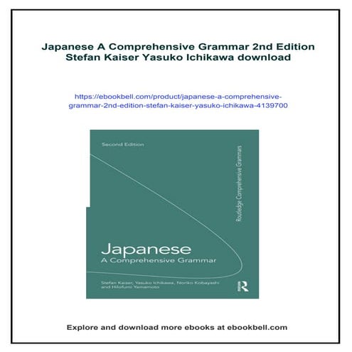 Japanese A Comprehensive Grammar 2nd Edition Stefan Kaiser Yasuko Ichikawa