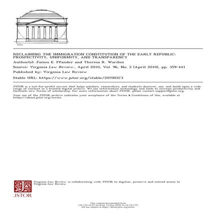 RECLAIMING THE IMMIGRATION CONSTITUTION OF THE EARLY REPUBLIC: