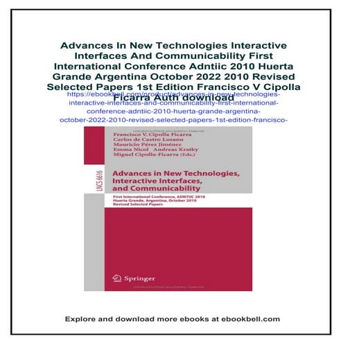 Advances In New Technologies Interactive Interfaces And Communicability ...