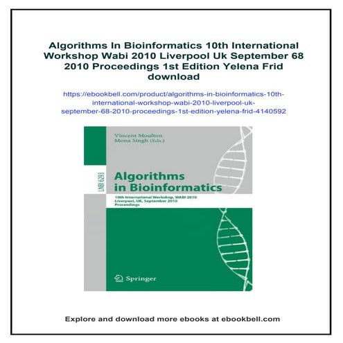 Algorithms In Bioinformatics 10th International Workshop Wabi 2010 Liverpool ...