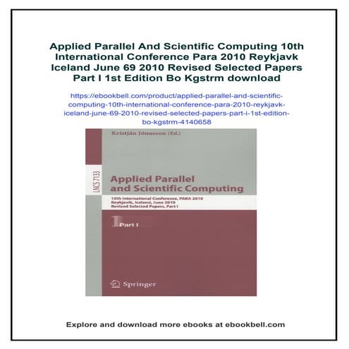 Applied Parallel And Scientific Computing 10th International Conference ...
