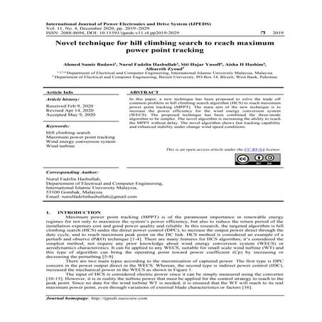 Novel technique for hill climbing search to reach maximum power point tracking