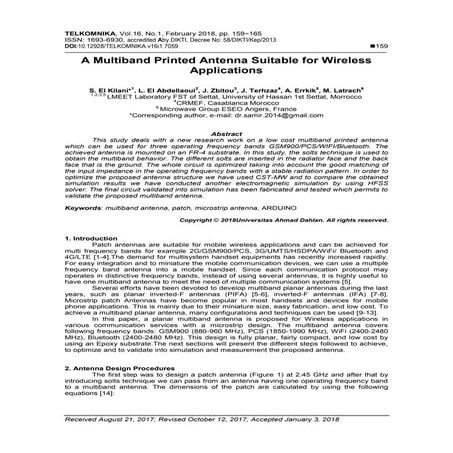 A Multiband Printed Antenna Suitable for Wireless Applications
