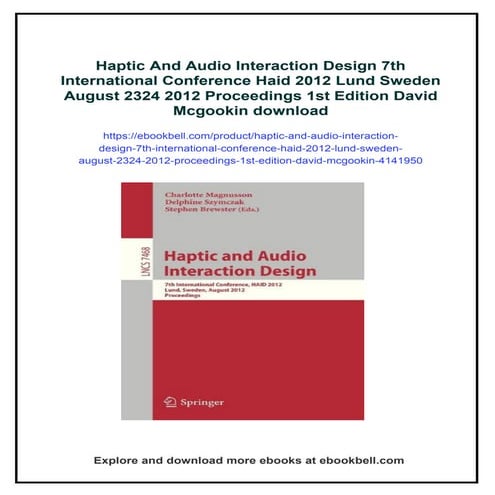 Haptic And Audio Interaction Design 7th International Conference Haid 2012 Lu...