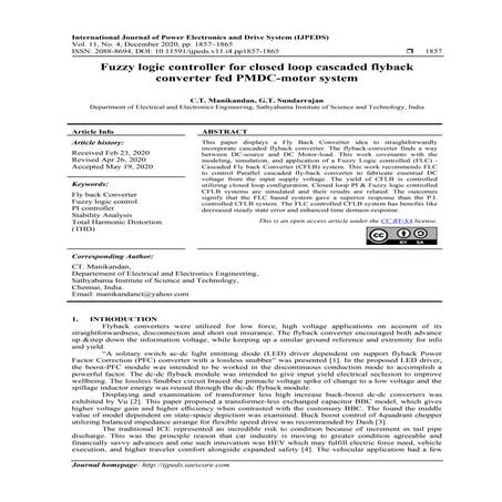 Fuzzy logic controller for closed loop cascaded flyback converter fed PMDC-mo...