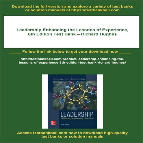 Leadership Enhancing the Lessons of Experience, 8th Edition Test Bank ...