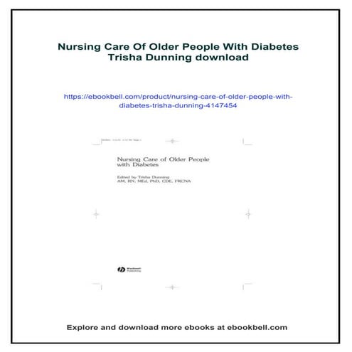 Nursing Care Of Older People With Diabetes Trisha Dunning