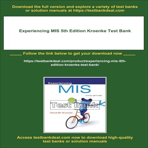 Experiencing MIS 5th Edition Kroenke Test Bank | PDF