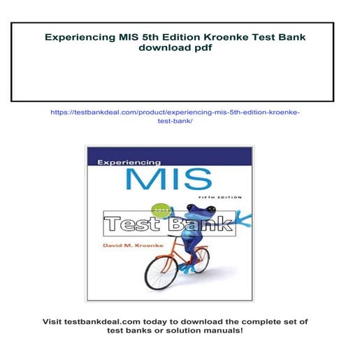 Experiencing MIS 5th Edition Kroenke Test Bank | PDF