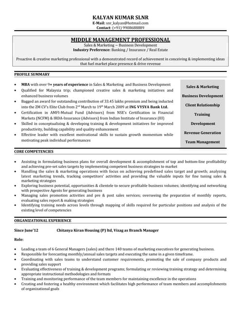 Kalyan update Resume