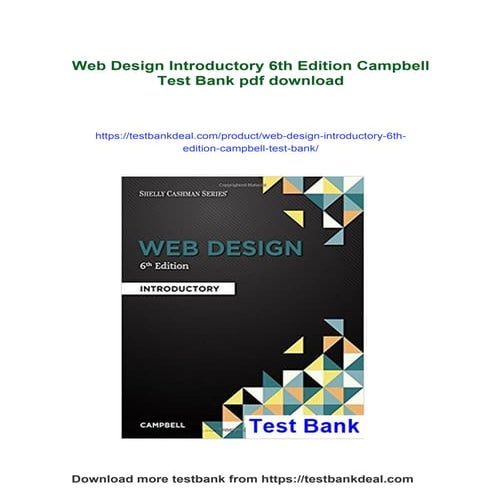 Web Design Introductory 6th Edition Campbell Test Bank