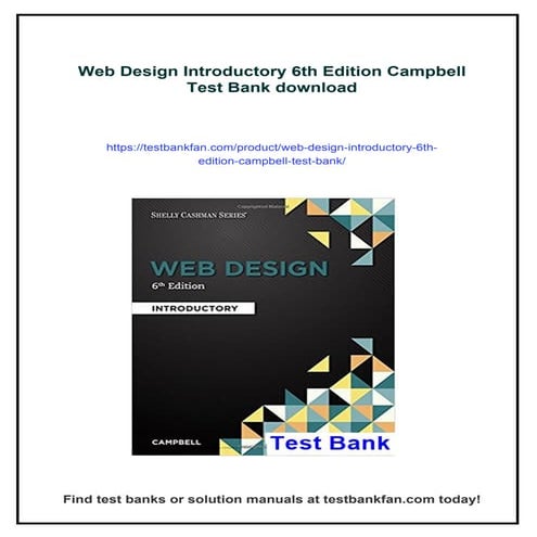 Web Design Introductory 6th Edition Campbell Test Bank
