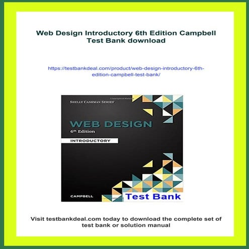 Web Design Introductory 6th Edition Campbell Test Bank