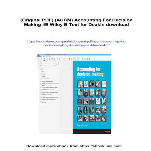 (Original PDF) (AUCM) Accounting For Decision Making 4E Wiley E-Text for Deakin