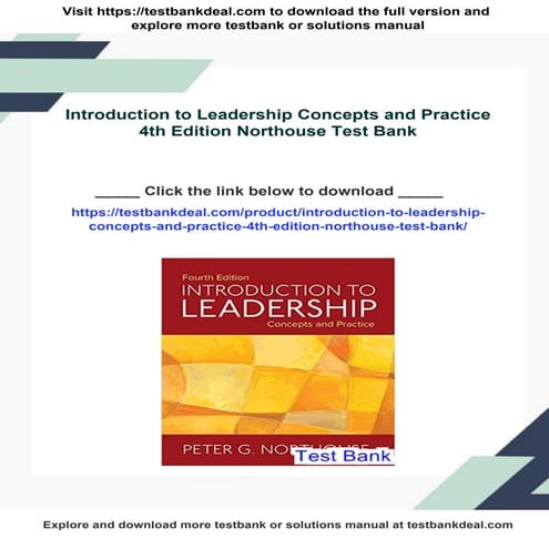 Introduction to Leadership Concepts and Practice 4th Edition Northouse ...