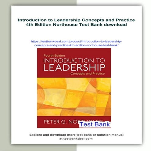 Introduction to Leadership Concepts and Practice 4th Edition Northouse ...