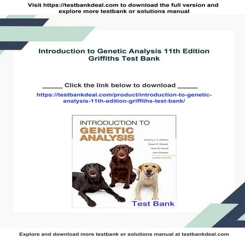 Introduction to Genetic Analysis 11th Edition Griffiths Test Bank