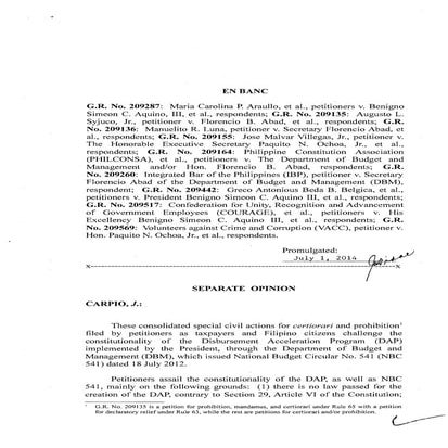 DAP - Justice Antonio Carpio, separate concurring opinion