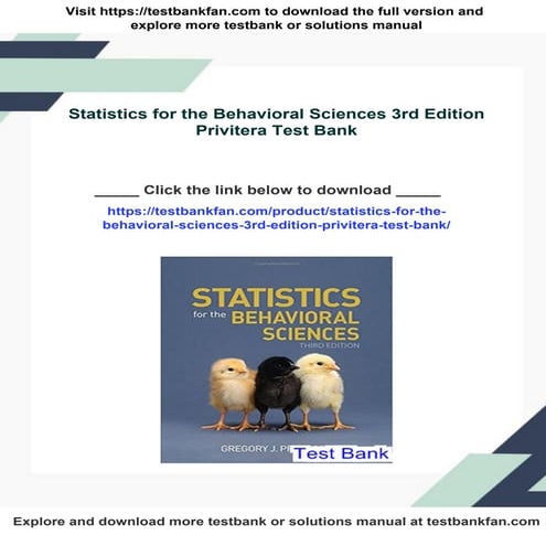 Statistics for the Behavioral Sciences 3rd Edition Privitera Test Bank ...