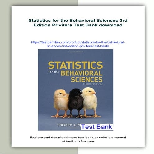 Statistics for the Behavioral Sciences 3rd Edition Privitera Test Bank ...