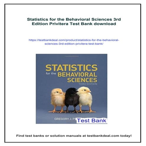 Statistics for the Behavioral Sciences 3rd Edition Privitera Test Bank ...