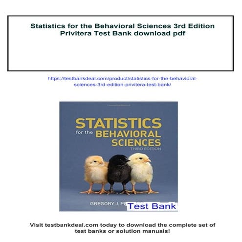 Statistics for the Behavioral Sciences 3rd Edition Privitera Test Bank ...