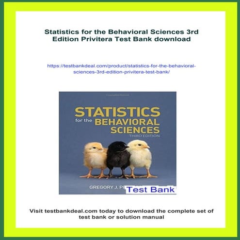 Statistics for the Behavioral Sciences 3rd Edition Privitera Test Bank ...