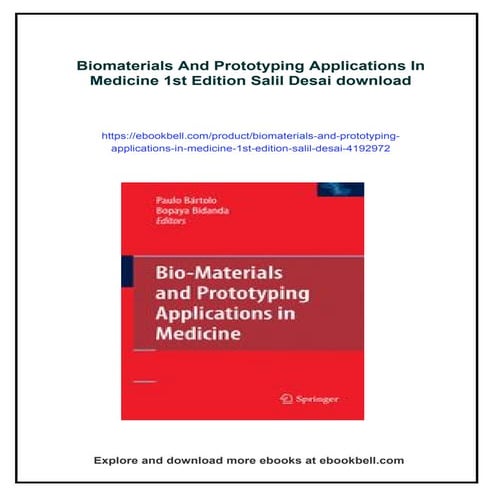 Biomaterials And Prototyping Applications In Medicine 1st Edition Salil ...