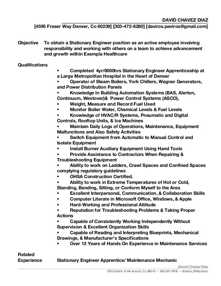David's_Stationary engineer resume