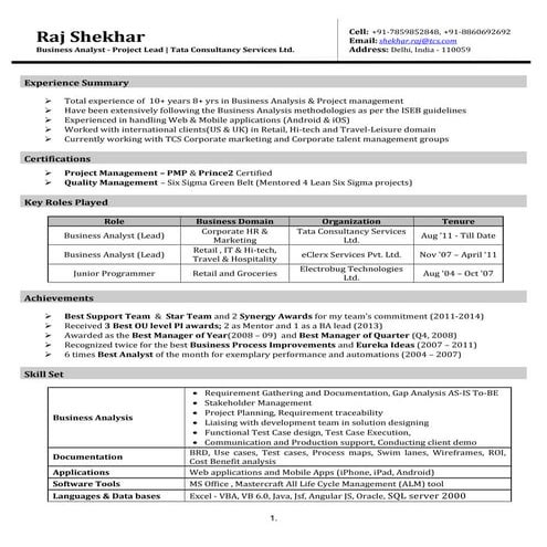 Business Analyst 8+ Exp (519675)