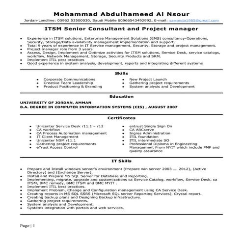 Mohammad Al Nsour CV | DOC