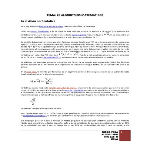 Los 20 algoritmos matemáticos | DOC