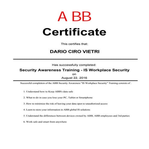 Security Awareness Training - IS Workplace Security | PDF