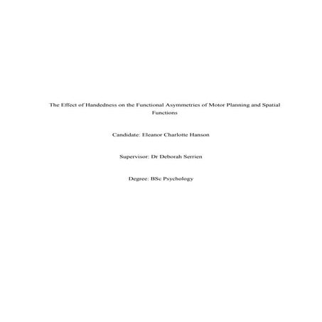 Eleanor Hanson - Handedness Dissertation