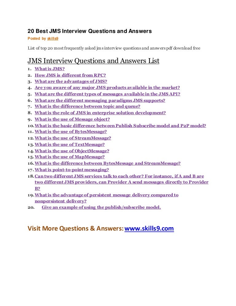 20 best jms interview questions and answers
